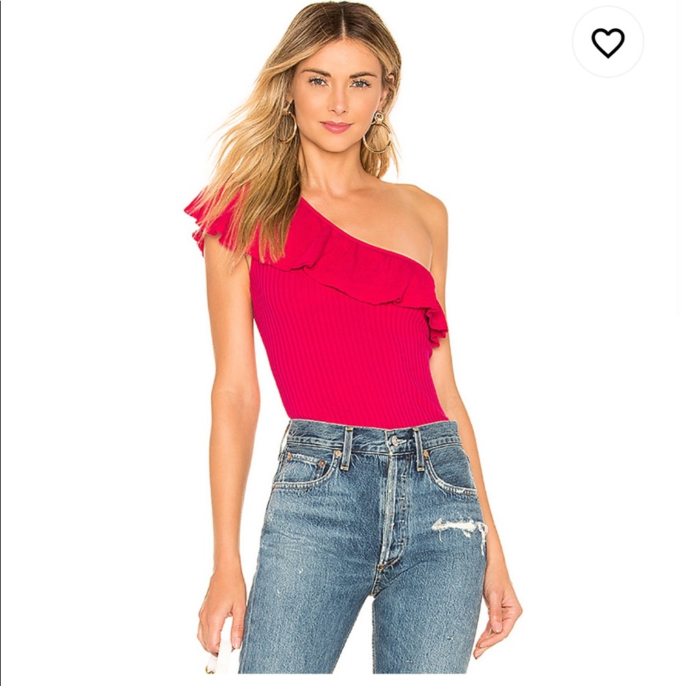 Revolve Donna One Shoulder Top in Hot Pink NWT